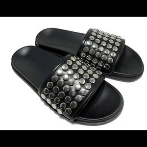 Zara - Black sandal slide with silver studs